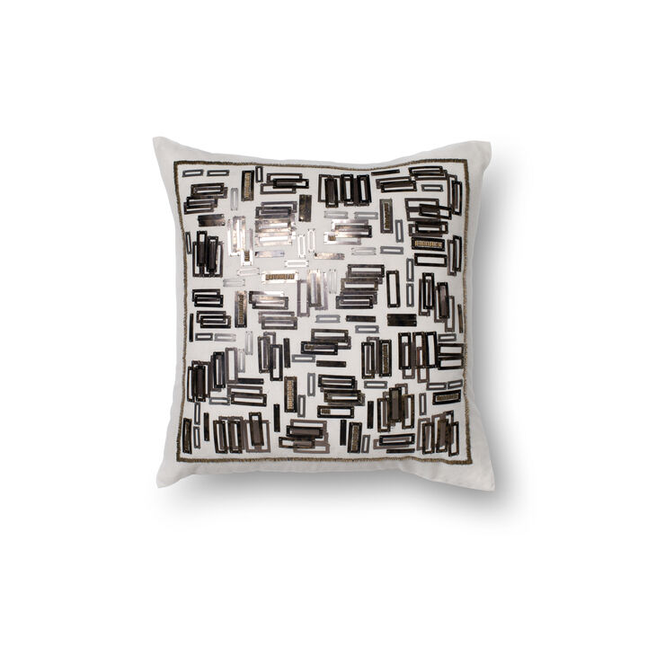 P0196 White/Gold 18"x18" Poly Pillow