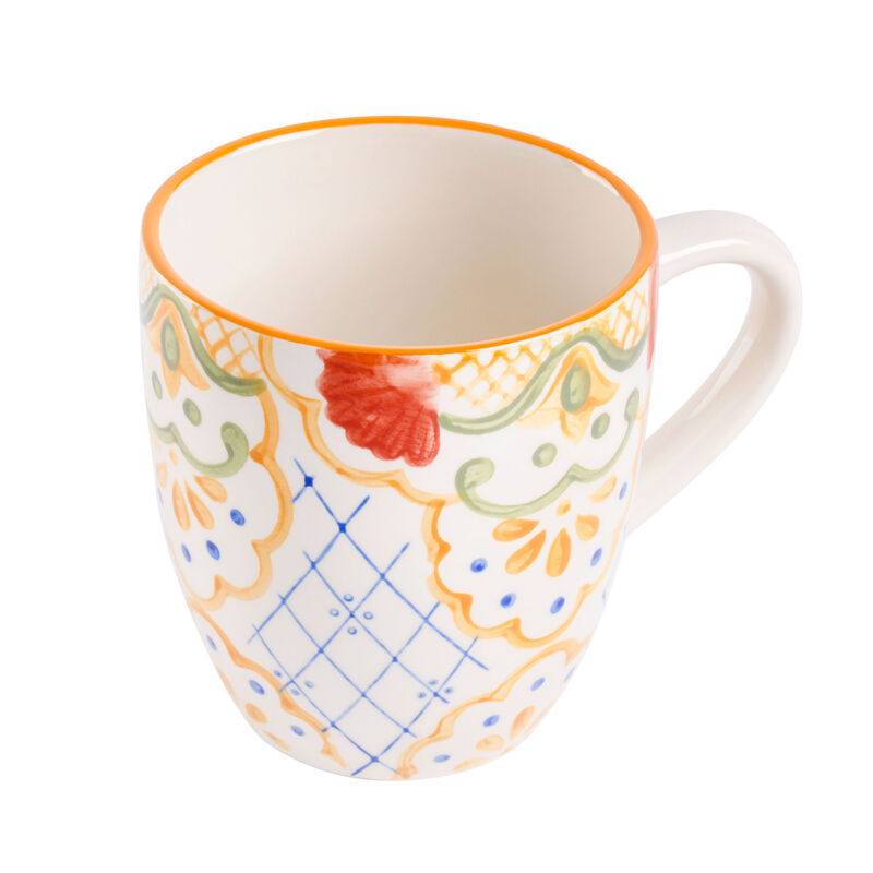 Laurie Gates Tierra Mosaic 4 Piece 17.4 Ounce Hand Painted Stoneware Mug Set