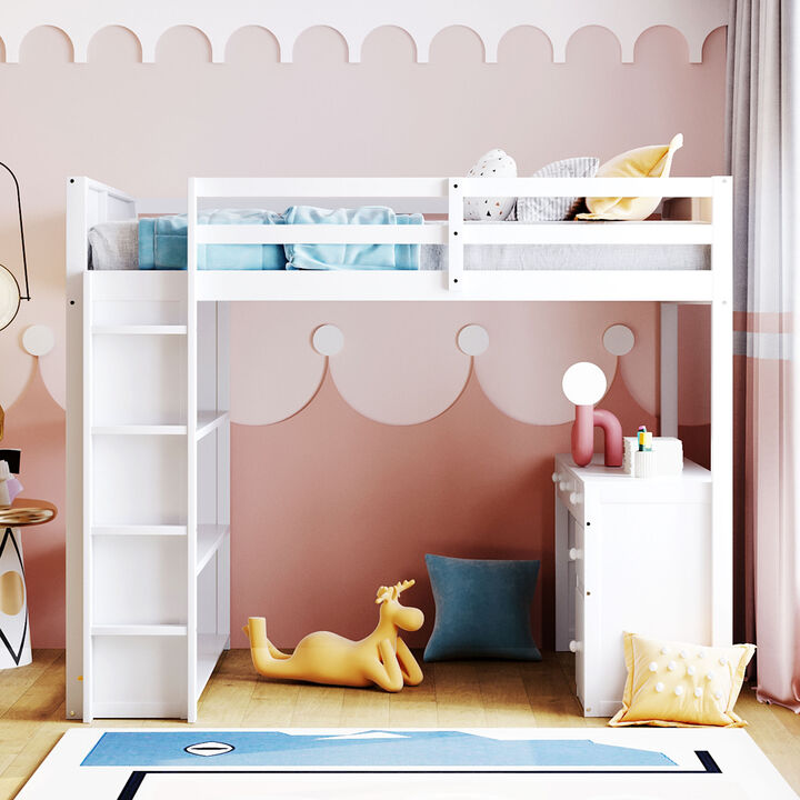 Merax Loft Bed with Ladder and Desk