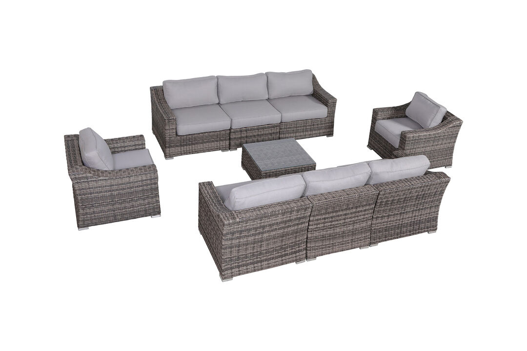 Living Source International Wicker Fully Assembled 8 - Person Seating Group with Cushions