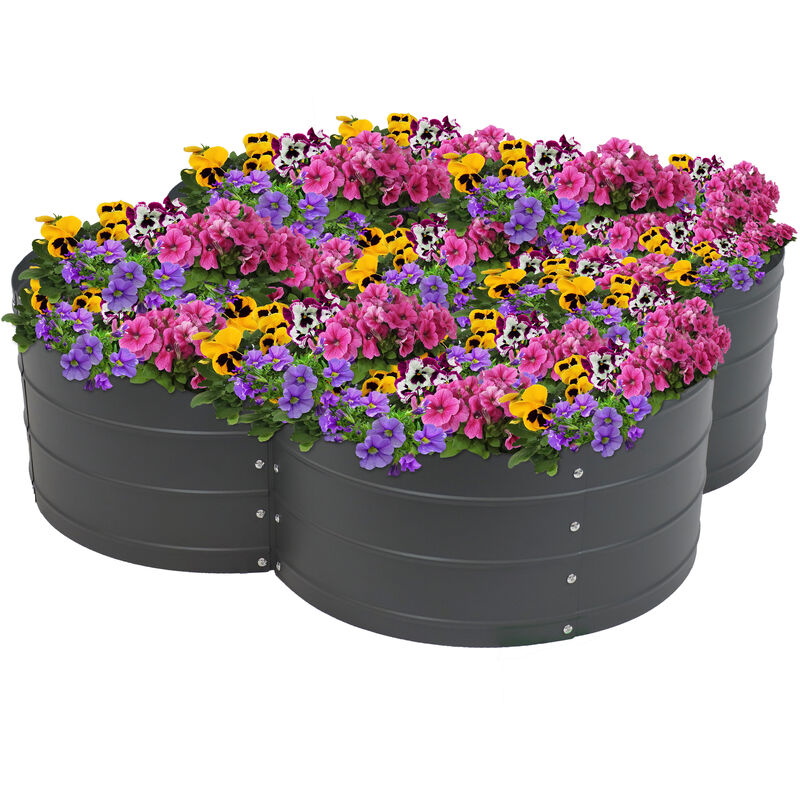 4-Leaf Clover-Shaped Galvanized Steel Raised Garden Bed