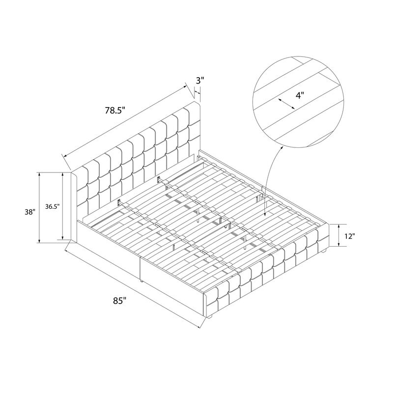 Elizabeth Upholstered Bed with Storage