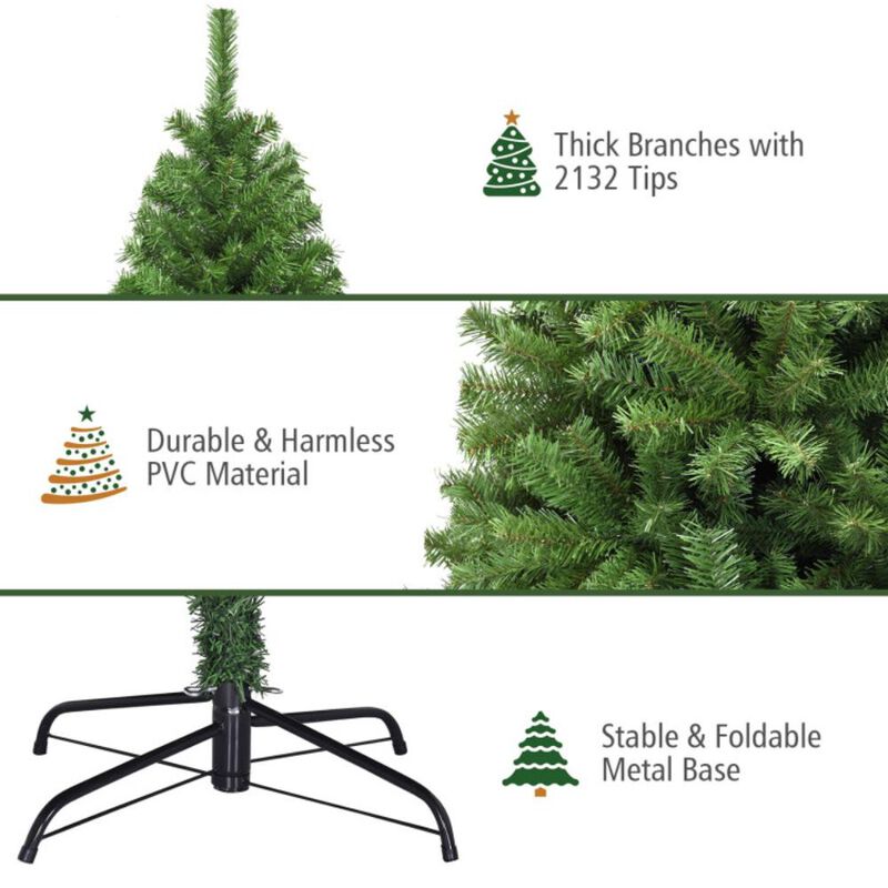 Hivvago 6/7.5/9 Feet Premium Artificial Hinged PVC Christmas Tree with Metal Stand