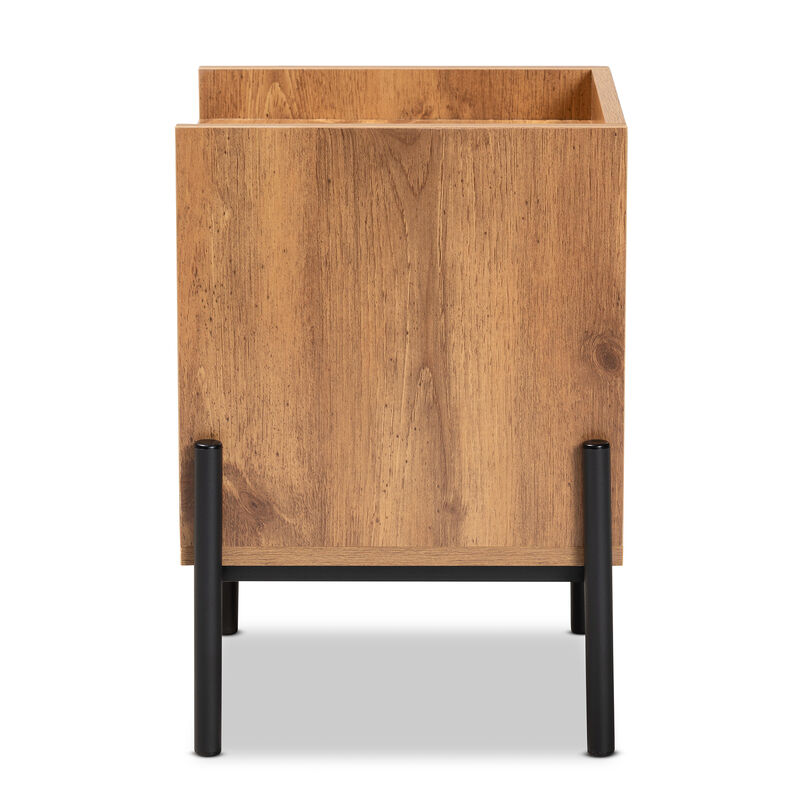 Baxton Studio Tasman Modern Industrial Natural Brown Finished Wood And Black Metal End Table