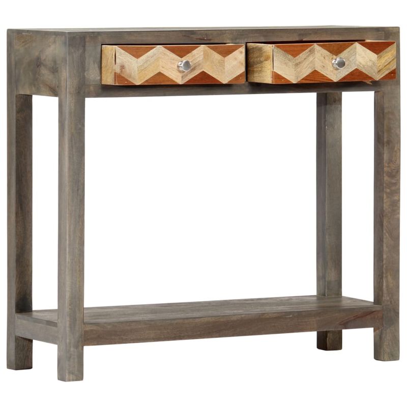 vidaXL Console Table Gray 33.9"x11.8"x29.9" Solid Mango Wood