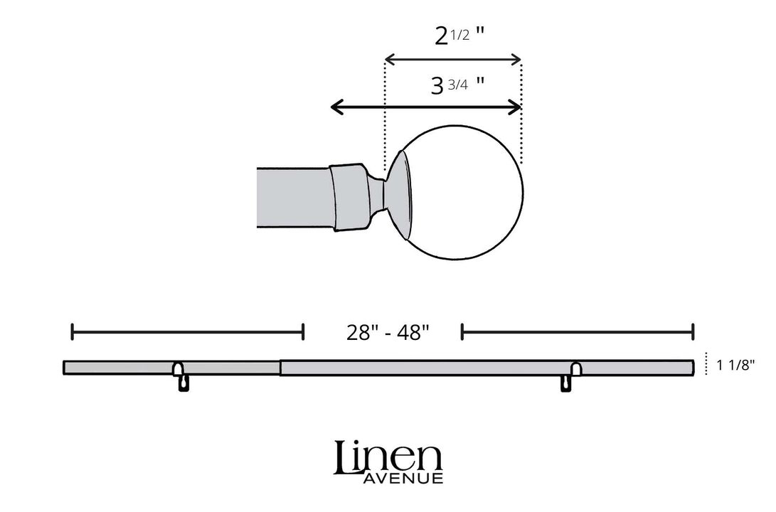 Linen Avenue Grey Marble Double Window Curtain Rod Set