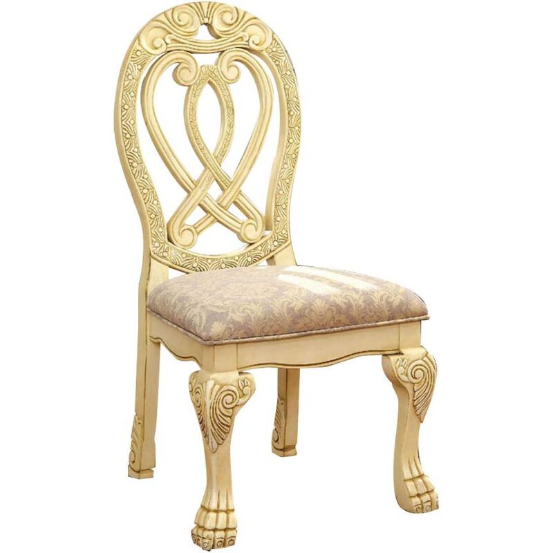Vintage White Solid Wood Dining Chairs - Set of 2