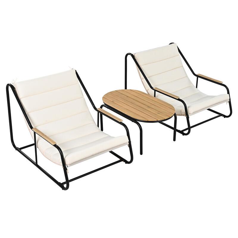 Merax Outdoor Chaise Lounge Chairs ans 1 Side Table