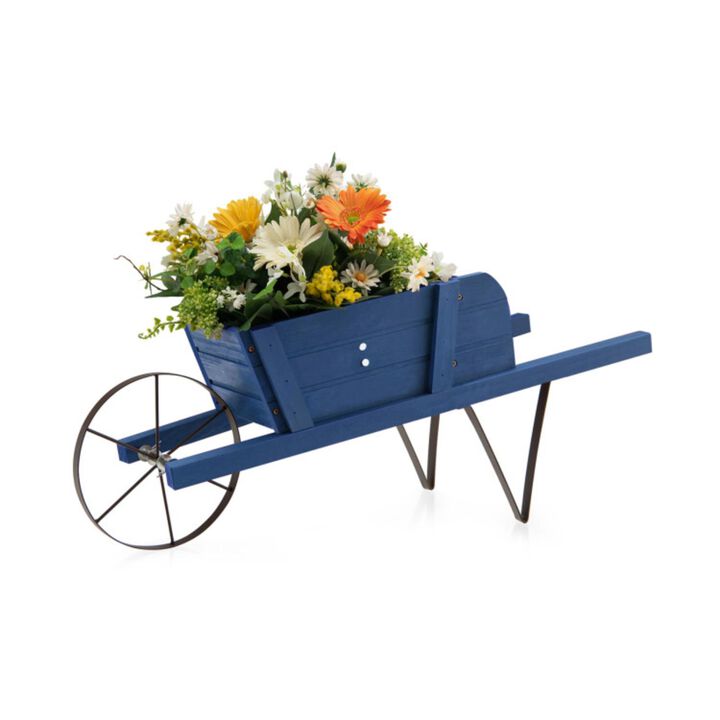 Hivvago Wooden Wagon Planter with 9 Magnetic Accessories for Garden Yard