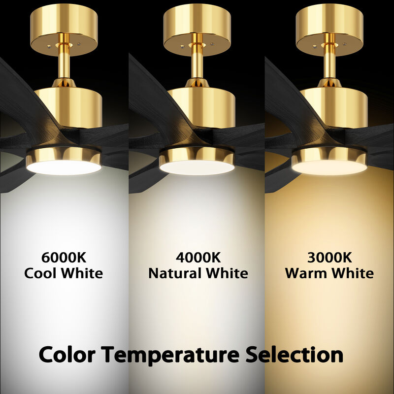FUFU&GAGA 5-Blade ceilling Fan 28.5-in Yellow with Black Blades Color-changing Indoor/Outdoor Ceiling Fan Remote (5-Blade),Black