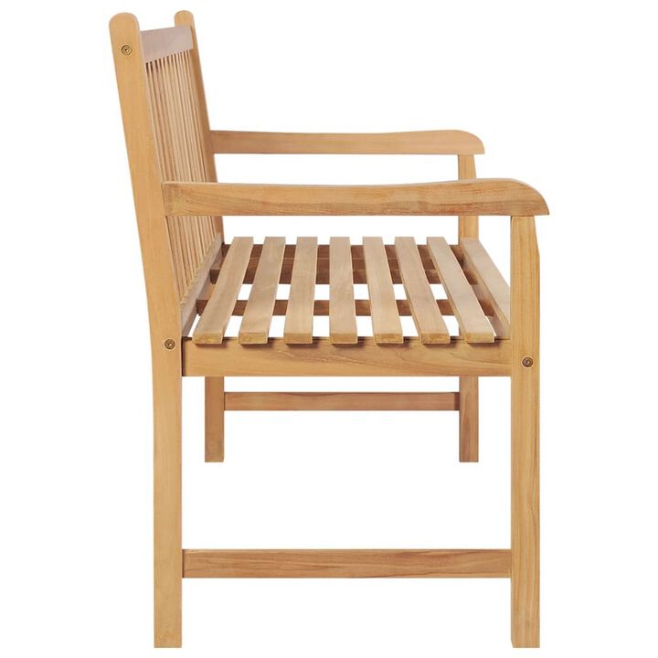 Outdoor Bench, Natural Brown Teak Wood Frame, Slatted Design, 45 Inch - Benzara