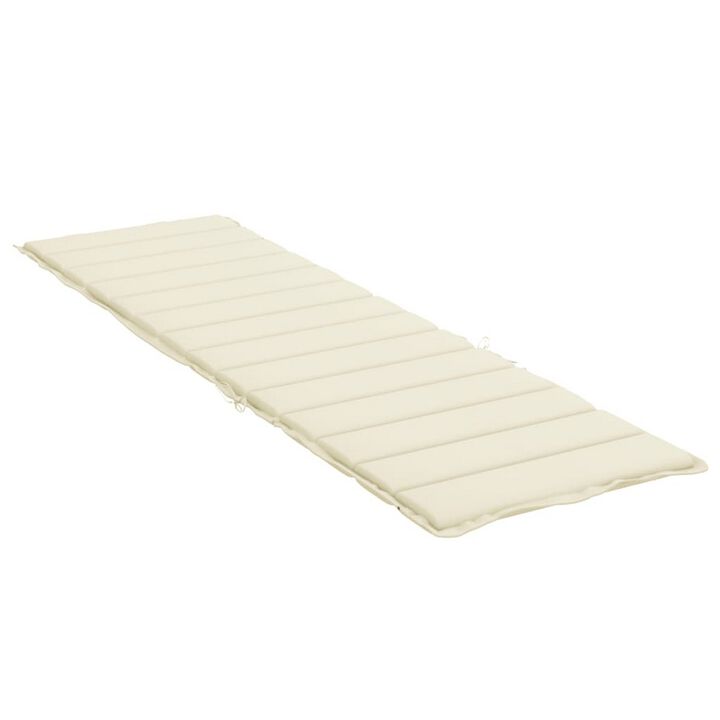 Outdoor Cushion for Chaise Lounger, Cream Oxford Fabric, 79 Inch - Benzara