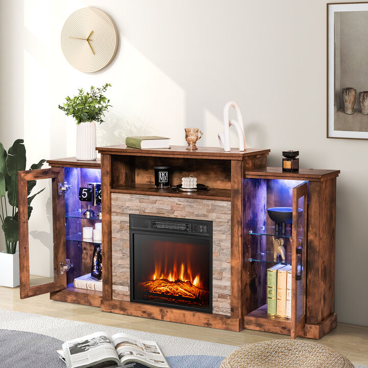 LED Fireplace TV Stand with 16-Color Lights for TVs