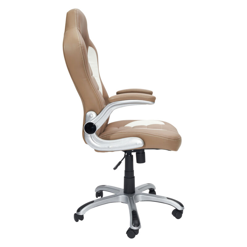High Back Executive Sport Race Office Chair With Flip-Up Arms, Camel