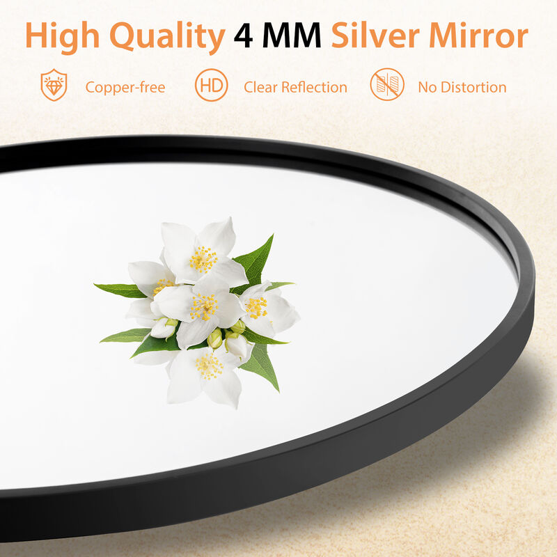 24 Inch Black Circle Bathroom Mirror