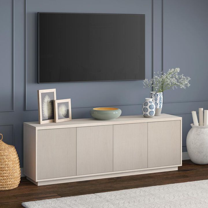 Hudson&Canal Hanson Rectangular TV Stand for TV's up to 75 in Alder White