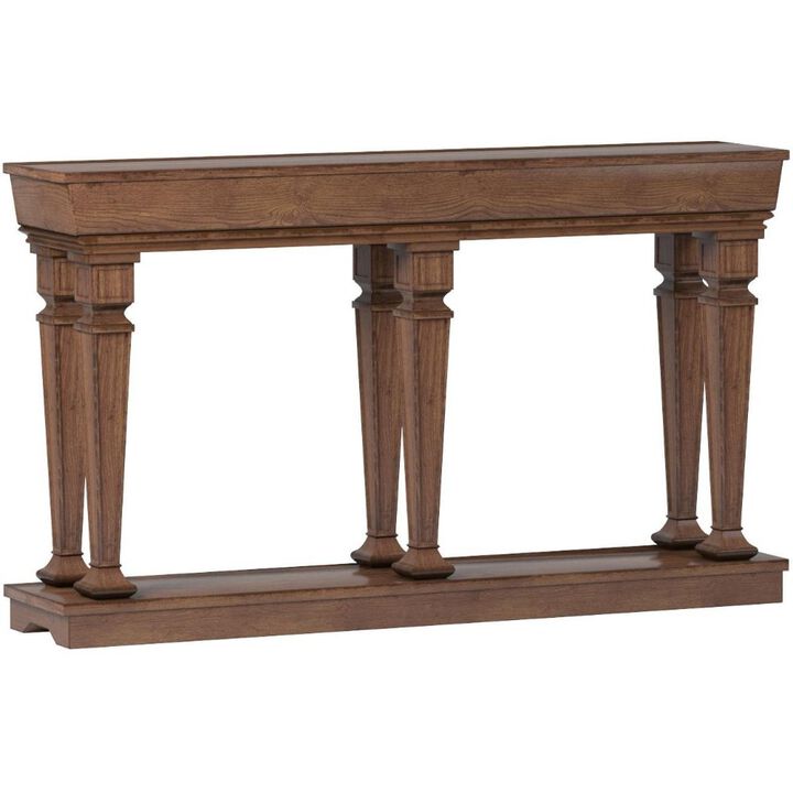 Wooden Console Table with One Bottom Shelf, Oak Brown-Benzara