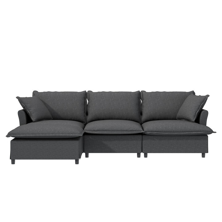 Merax Chenille Sectional Sofa with Ottoman