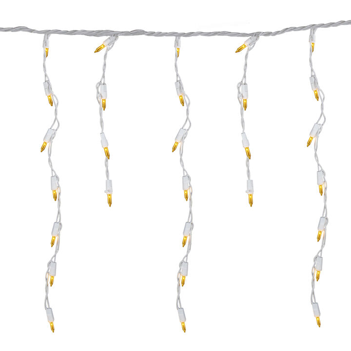 100 Count Opaque Gold Mini Icicle Christmas Lights - 3.5 ft White Wire