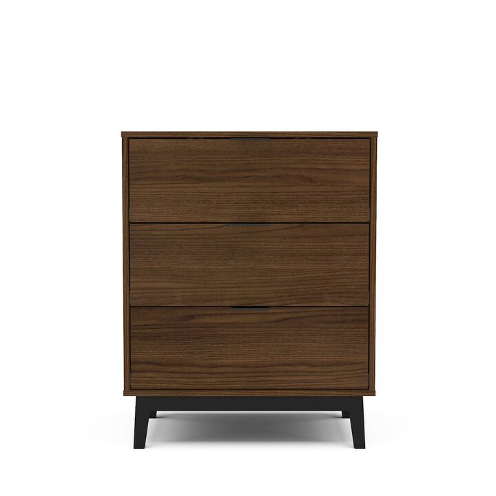 Polifurniture Victoria Modern 3 Drawer Dresser, Walnut
