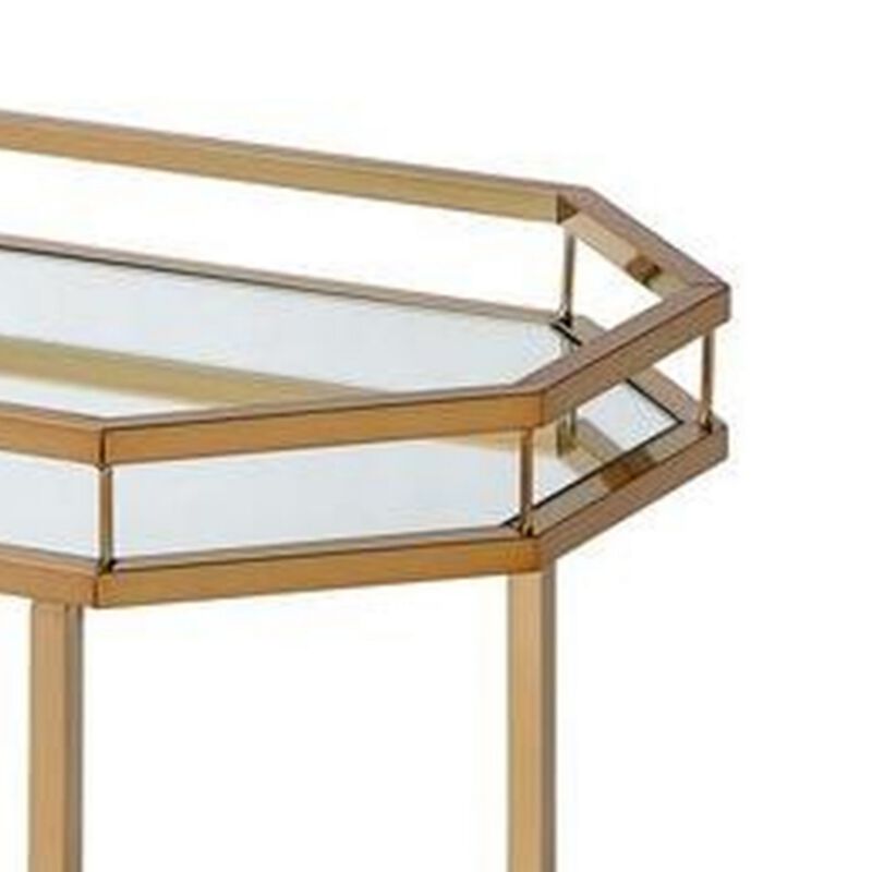 Metal Serving Cart, Mirror & gold-Benzara