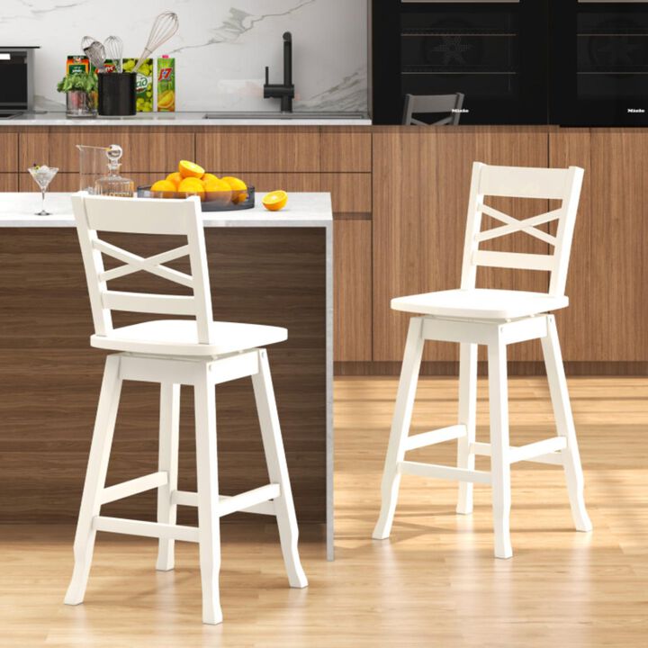 Hivvago Swivel 24-Inch Counter Height Stool Set of 2 with Inclined Backrest