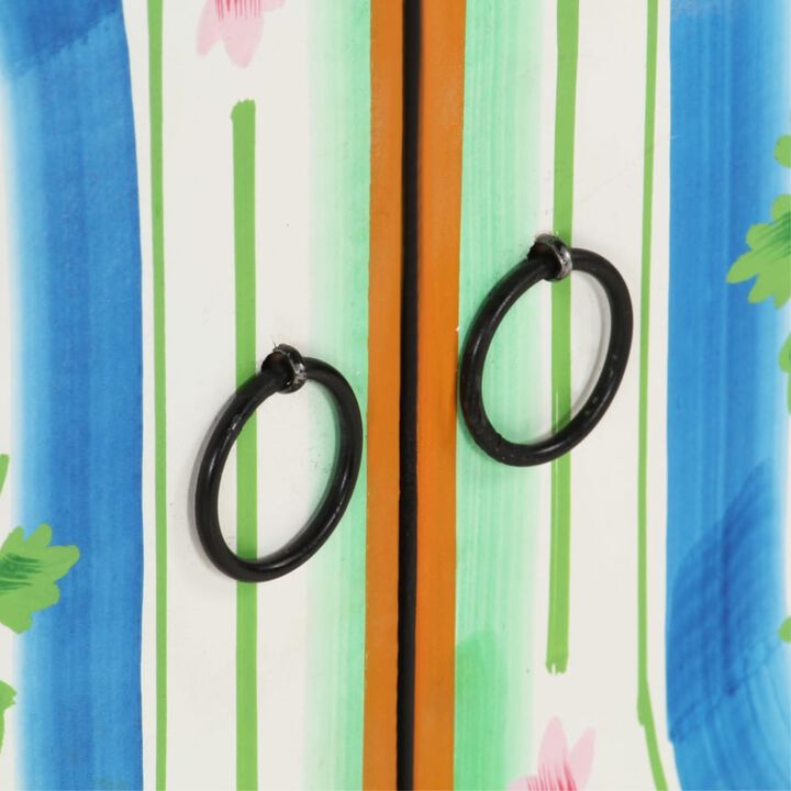 vidaXL Hand Painted Sideboard 27.6"x13.8"x23.6" Solid Mango Wood