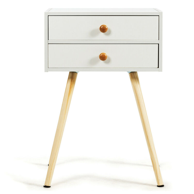 Mid Century Modern 2 Drawers Nightstand