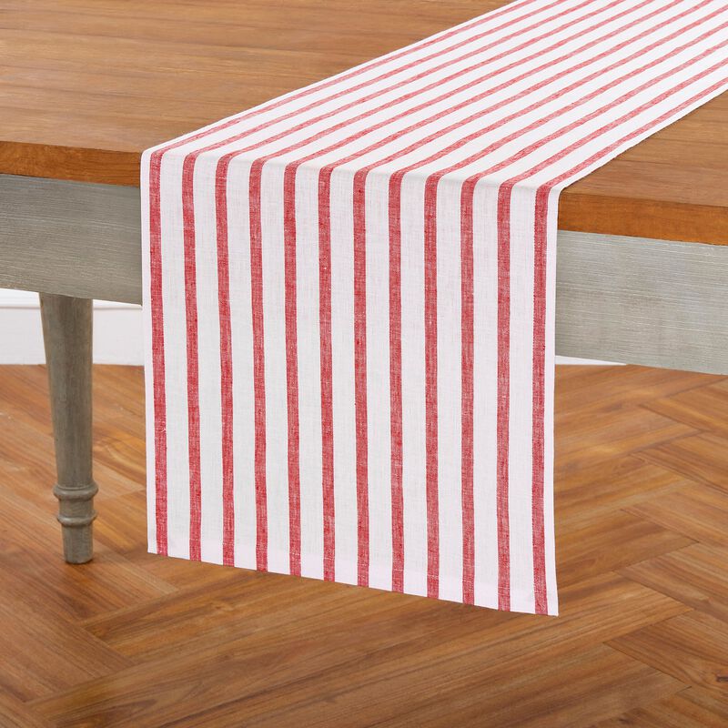 Solino Home 100% Pure Linen Table Runner | Madison Stripe