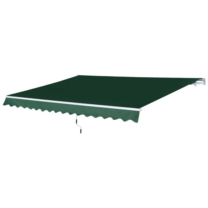 Green Patio Shield: 12'x8' Manual Retractable Awning for Deck & Yard