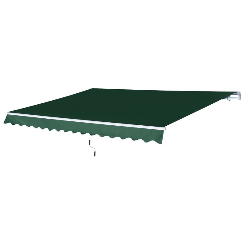 Green Patio Shield: 12'x8' Manual Retractable Awning for Deck & Yard