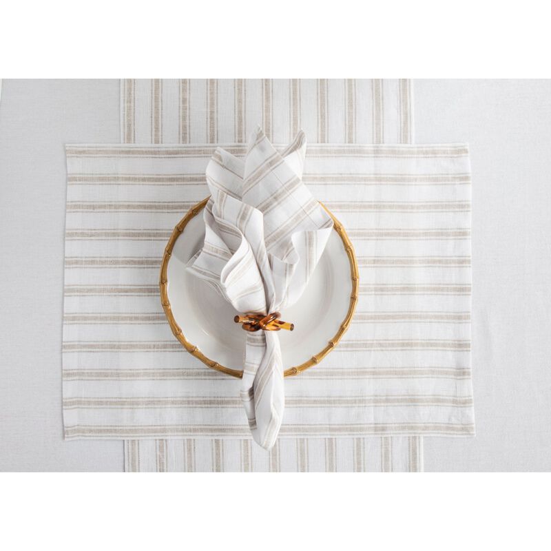 Solino Home 100% Pure Linen Table Runner | Capri Ticking Stripe for Spring & Easter