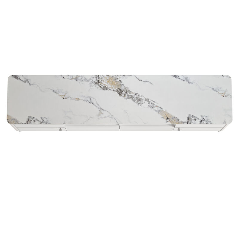 FESTIVO Stylish 70-Inch TV Stand with Marble-Printed Top
