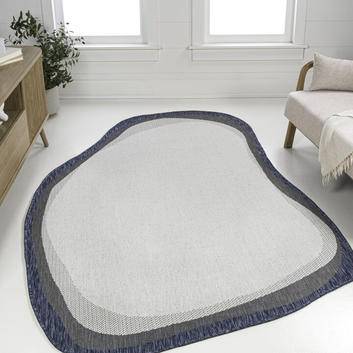 Wyatt Modern Rustic Abstract Indoor/Outdoor Shaped Area Rug