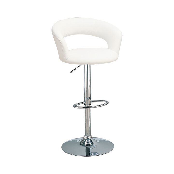 Contemporary Faux Leather Bar Stool, White-Benzara
