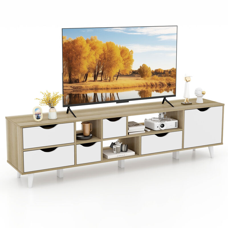 TV Stand for TVs up to 65” Television Cabinet w/ 5 Drawers & 3 Open Shelves