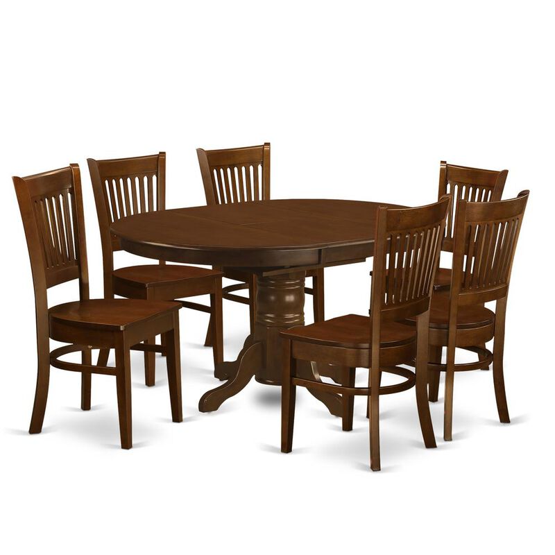 East West Furniture 7  Pc  set  Kenley  Dinette  Table  with  a  Leaf  and  6  hard  wood  Seat  Chairs  in  Espresso  .