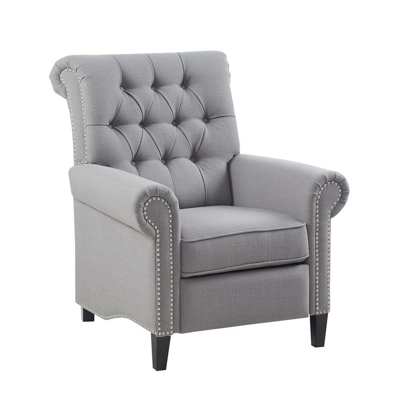 Belen Kox Button-Tufted Grey Push Back Recliner, Belen Kox