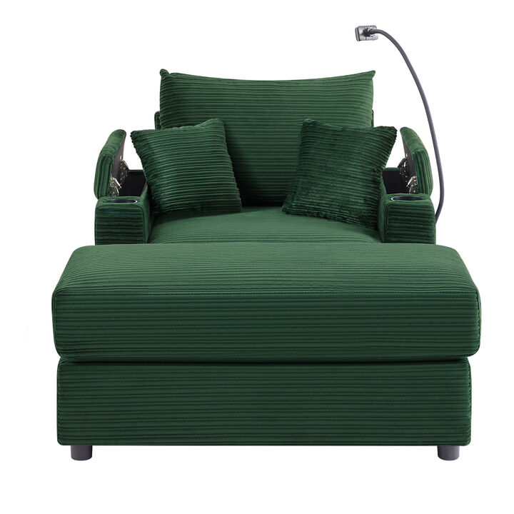 Merax Modern Style Single Sofa Couch with A Movable Ottoman