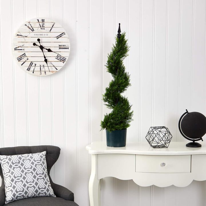 Hivvago 3 Feet Cypress Spiral Topiary Artificial Tree