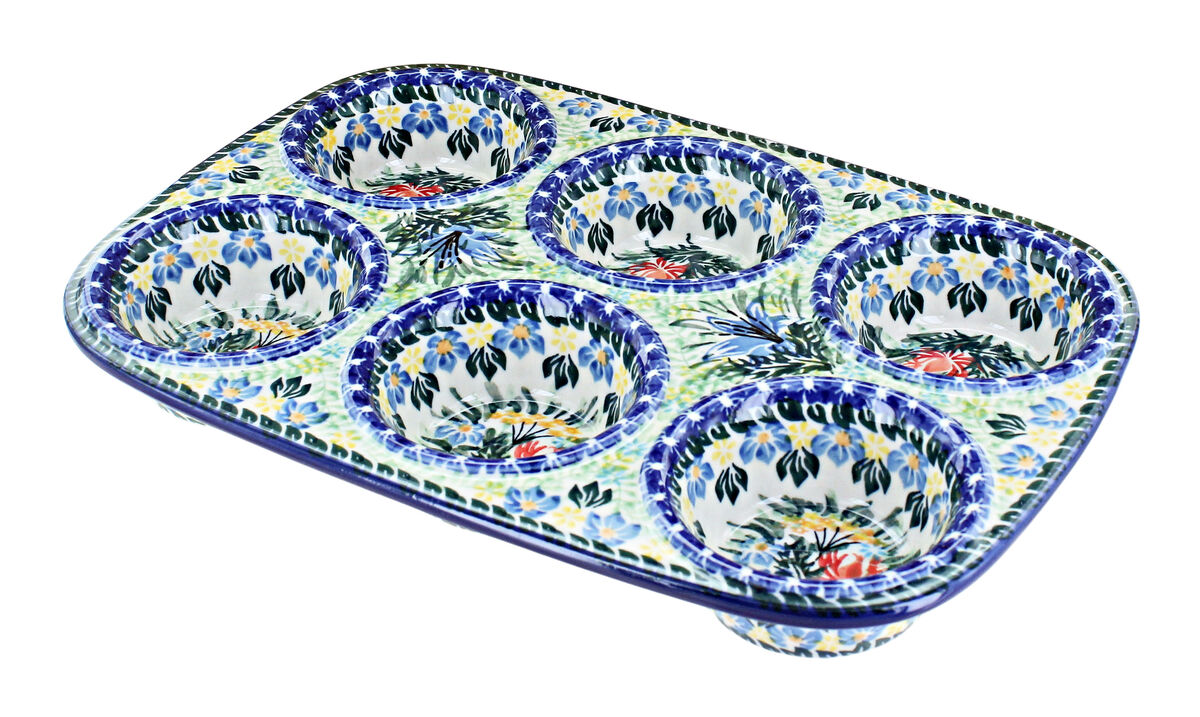 Blue Rose Polish Pottery Alyce Muffin Pan