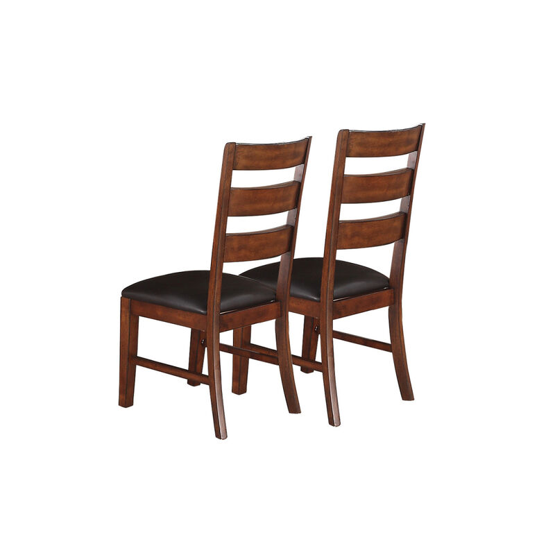 Sara Ladder Back Dining Side Chairs In Brown, Set Of 2