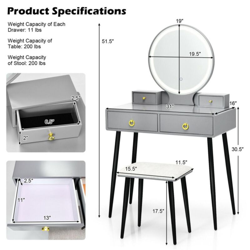 Hivvago Vanity Table Set with Mirror
