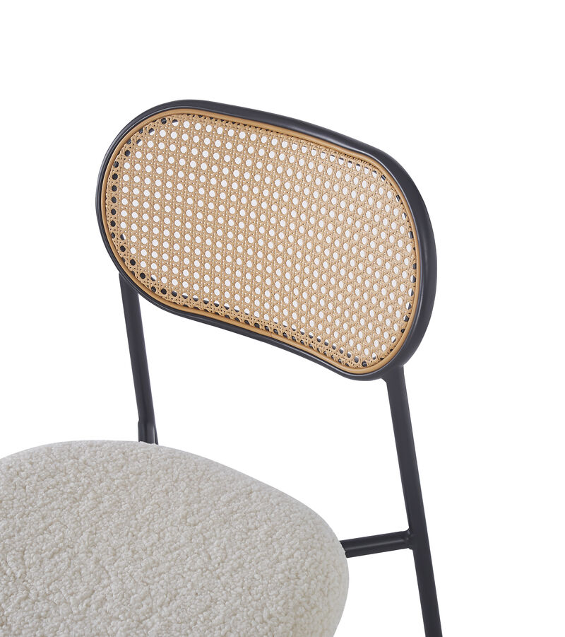 Set of 2 Industrial Metal Cane Rattan Dining Chairs