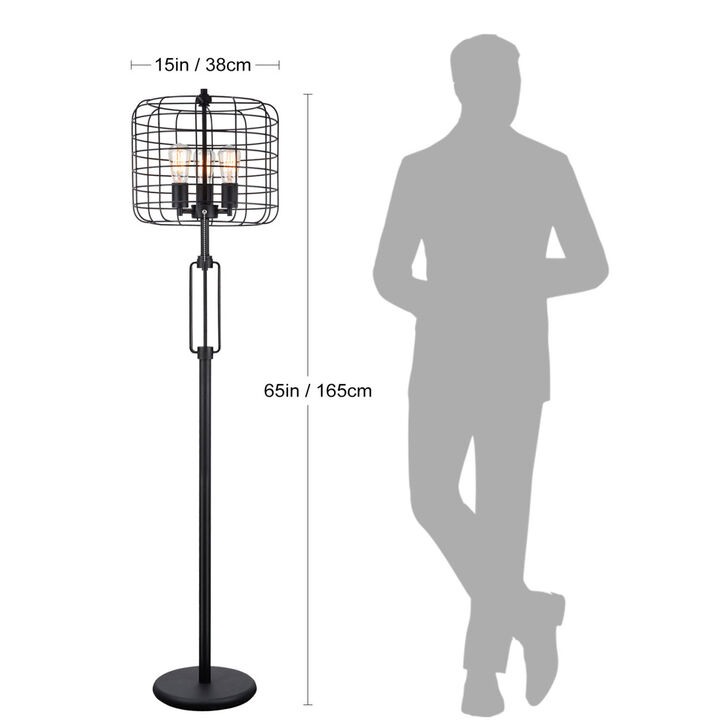 65" H Black Industrial Wire Cage Floor Lamp with Edison Bulb(1 Pieces/Cnt)(4.88/24.68)