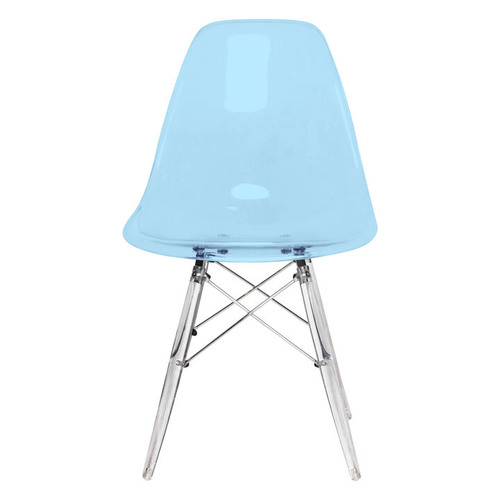 LeisureMod Dover Molded Side Chair with Acrylic Base