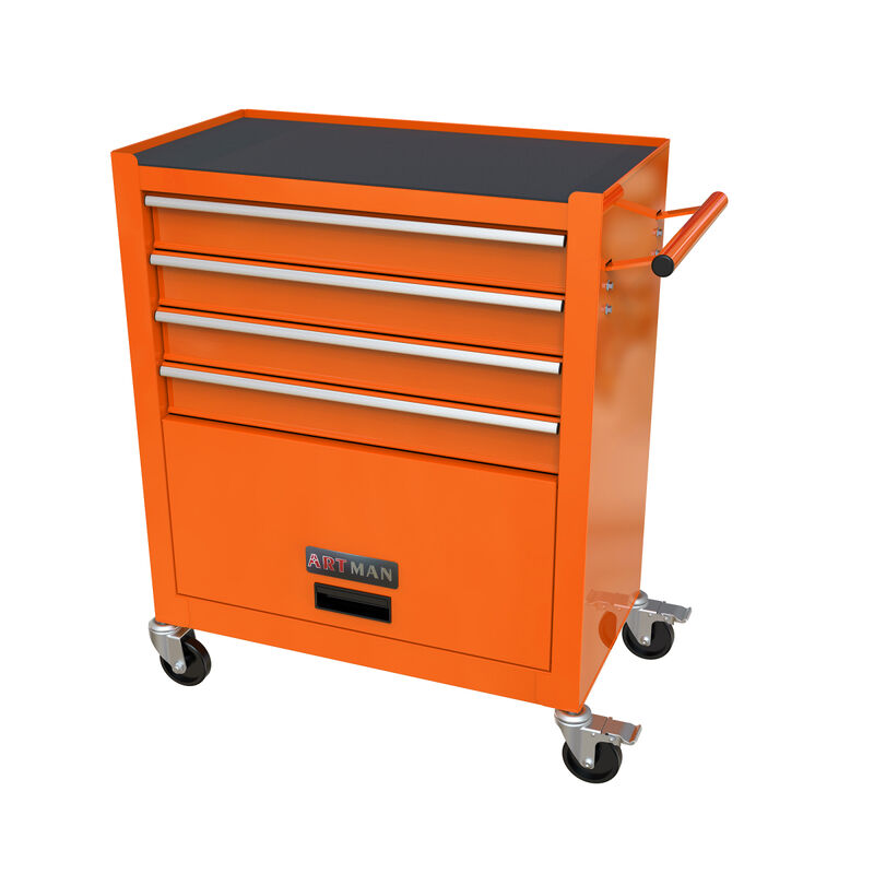4 Drawers Multifunctional Tool Cart With Wheels-Orange