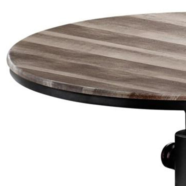 Metal Counter Height Dining Table with Fire Hydrant Inspired Base, Gray-Benzara