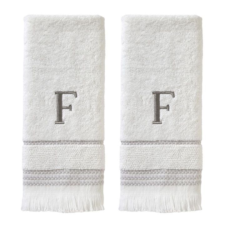 SKL Home By Saturday Knight Ltd Casual Monogram Hand Towel Set F - 2-Count - 16X26", White