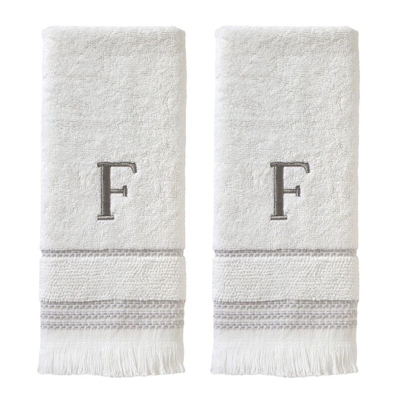 SKL Home By Saturday Knight Ltd Casual Monogram Hand Towel Set F - 2-Count - 16X26", White